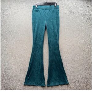 BlankNYC Teal Flared faux suede flares